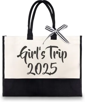 Girl‘s Trip 2025 Funny canvas tote bag for traveling