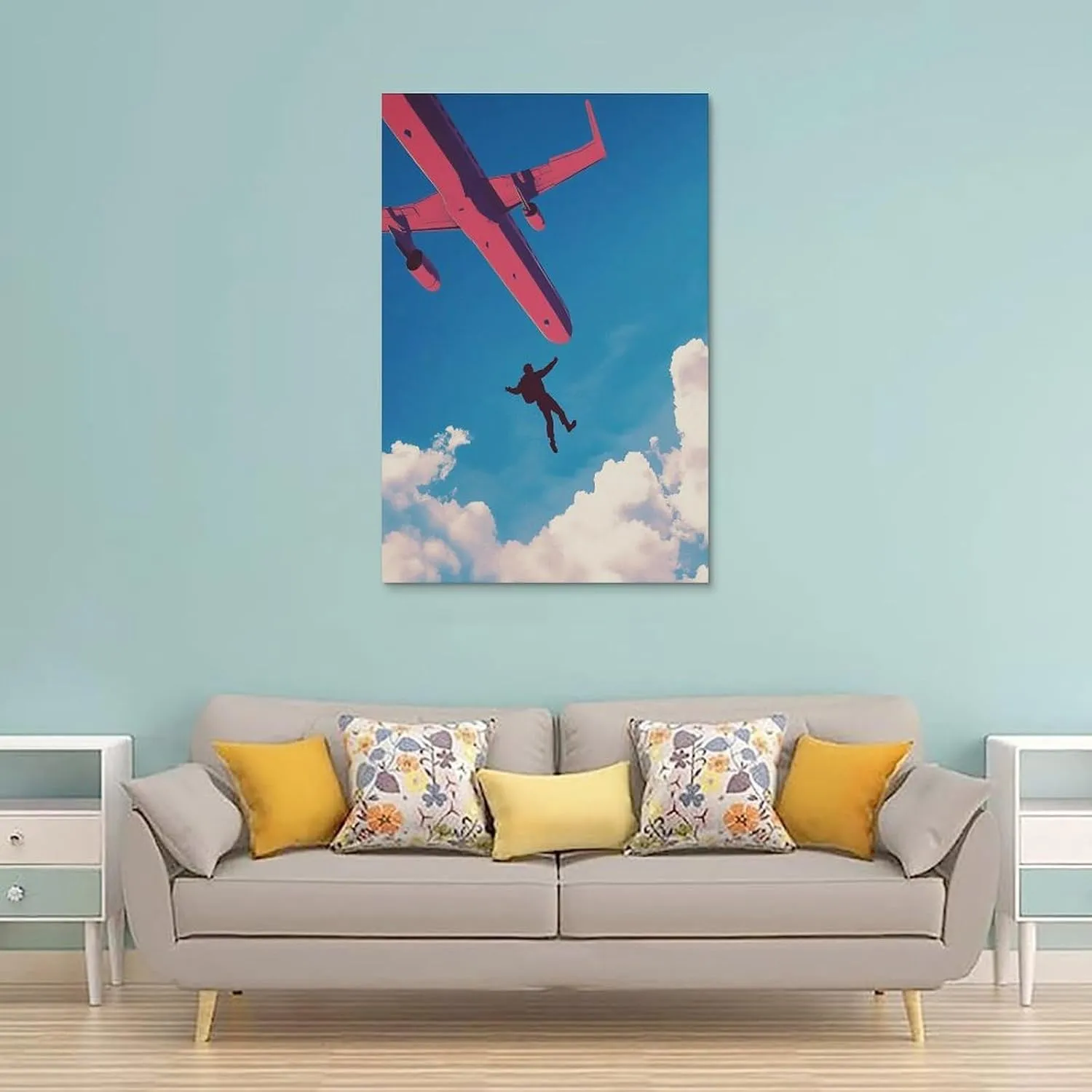 Go Skydiving Art Print Parachuting Travel Poster Outdoor Hobbies Paragliding Adventure Extreme Sports Retro Artwork Skydiver Gift Bedroom Canvas Posters 16x24inch(40x60cm) Unframe-style