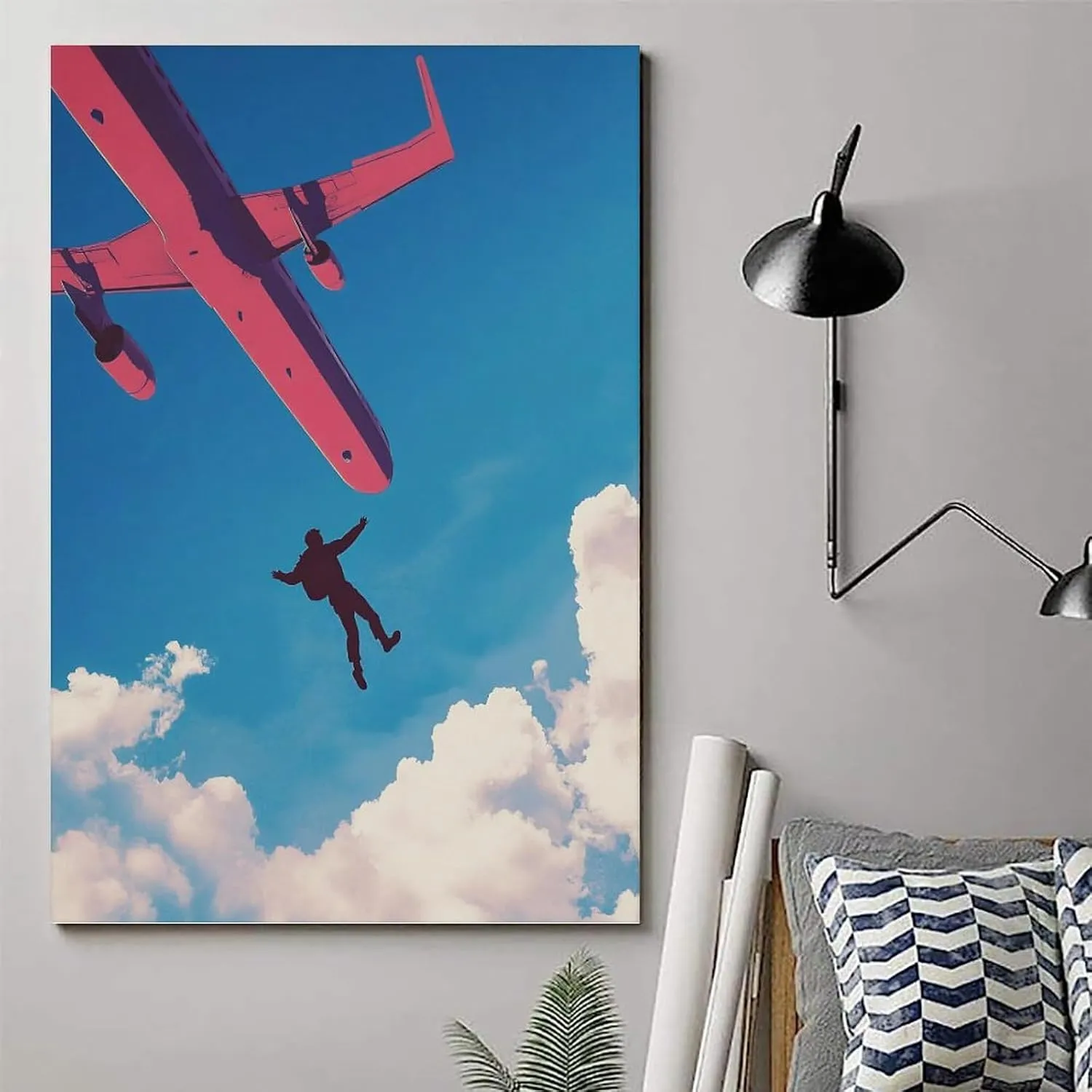 Go Skydiving Art Print Parachuting Travel Poster Outdoor Hobbies Paragliding Adventure Extreme Sports Retro Artwork Skydiver Gift Bedroom Canvas Posters 16x24inch(40x60cm) Unframe-style