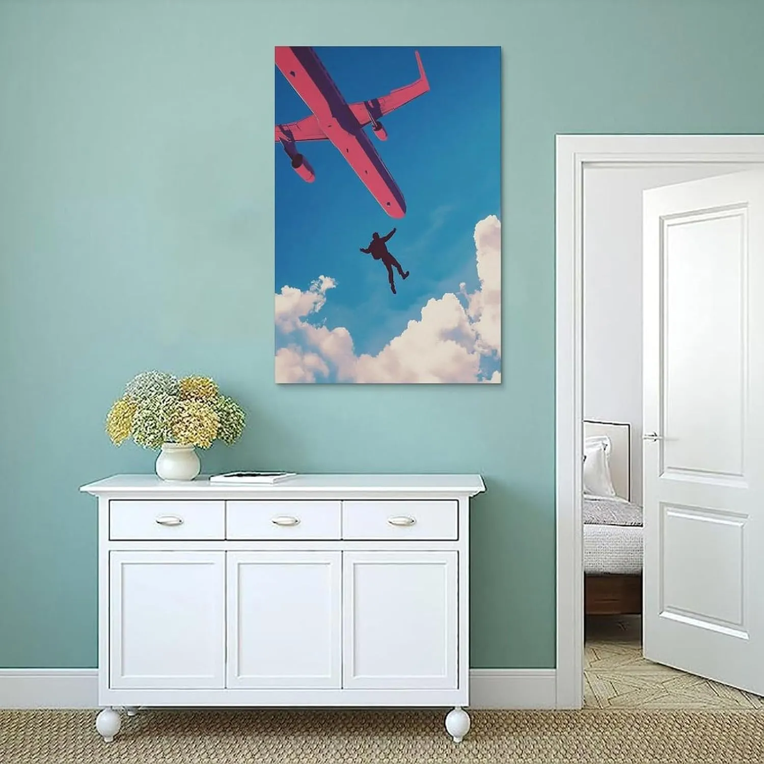 Go Skydiving Art Print Parachuting Travel Poster Outdoor Hobbies Paragliding Adventure Extreme Sports Retro Artwork Skydiver Gift Bedroom Canvas Posters 16x24inch(40x60cm) Unframe-style