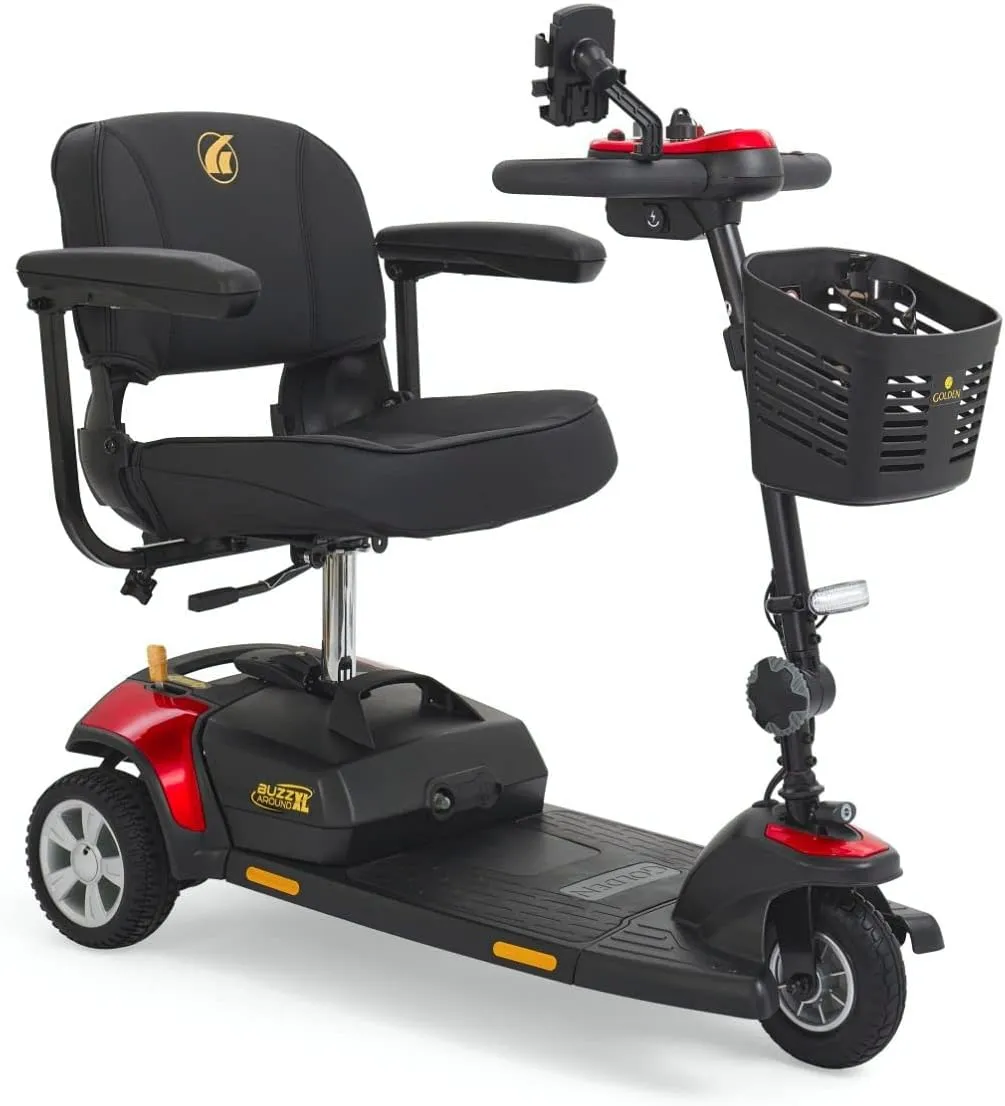 Golden Technologies Buzzaround XLS-HD 3-Wheel Compact Disassembling Mobility Scooter w/Suspension - GB121B-SHZ (Red)