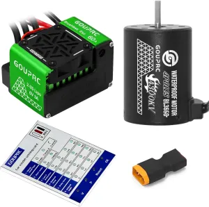 GOUPRC S3650 4300KV Brushless Motor 3.175mm Shaft with Upgrade 60A ESC Electric Speed Controller Combo Set with Programming Card for 1/10 RC Car Truck (4300KVMotor 60A Brushless Car)