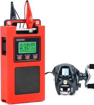 GP20A 14.8V Electric Reel Battery Compatible with Daiwa Tanacom 1000 750 Seaborg 500MJ Leobritz Shimano Plays BeastMaster ForceMaster Fishing Reel Battery with Charger and 1.5M Power Cord