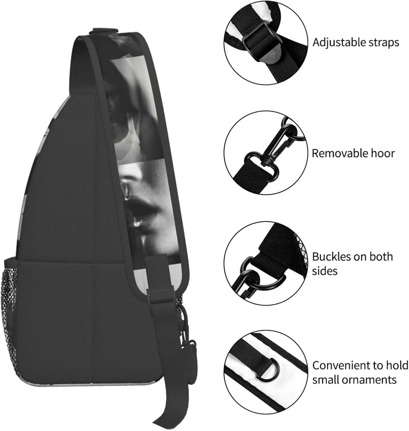 Gracie Music Abrams Crossbody Sling Backpack Sling Bag Multipurpose Travel Hiking Chest Bag Daypack for Women Men