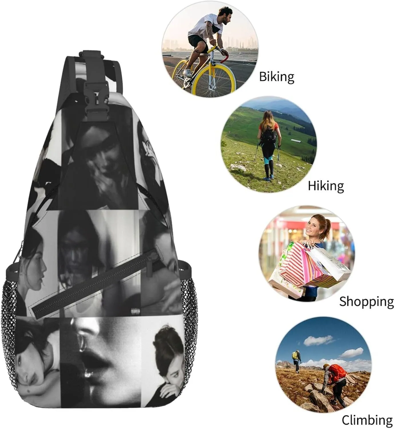 Gracie Music Abrams Crossbody Sling Backpack Sling Bag Multipurpose Travel Hiking Chest Bag Daypack for Women Men