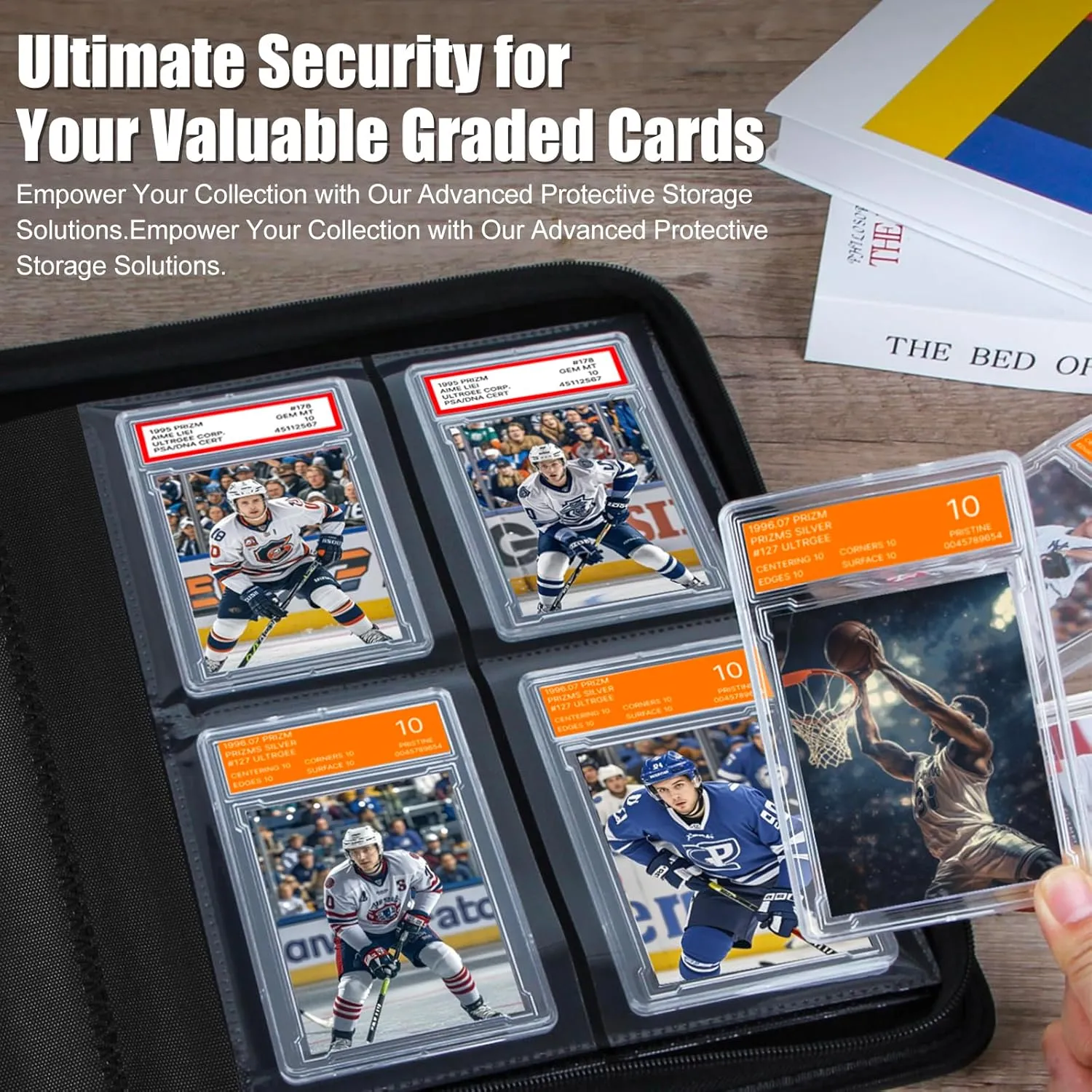Graded Card Binder, Storage Binder for Graded Cards - 4 Slot, PSA Card Display Album compatible with PSA/CGC/PCG Slabs, Holds 40 Graded Cards (Grey)