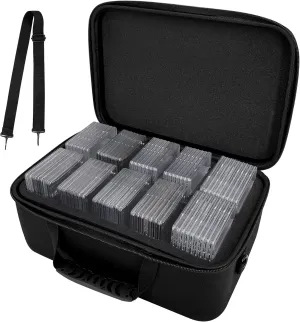 Graded Card Case Storage Box Fits for 64 Graded Sports Trading Cards, Slab Card Holder Organizer for CSG, BGS, FGS, PSA, SGC, Toploaders Football card with Removable Thick Foam Slots (Bag Only)