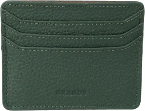 grande 3633 Genuine Leather Card Holder For Women and Men Super Slim Minimalist Small Snap Wallet (Green)