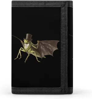 Grasshopper Wearing Top Hat And Tie Classic Trifold Wallet for Men Personalized Print Slim Credit Card Holder Tri Fold Purse