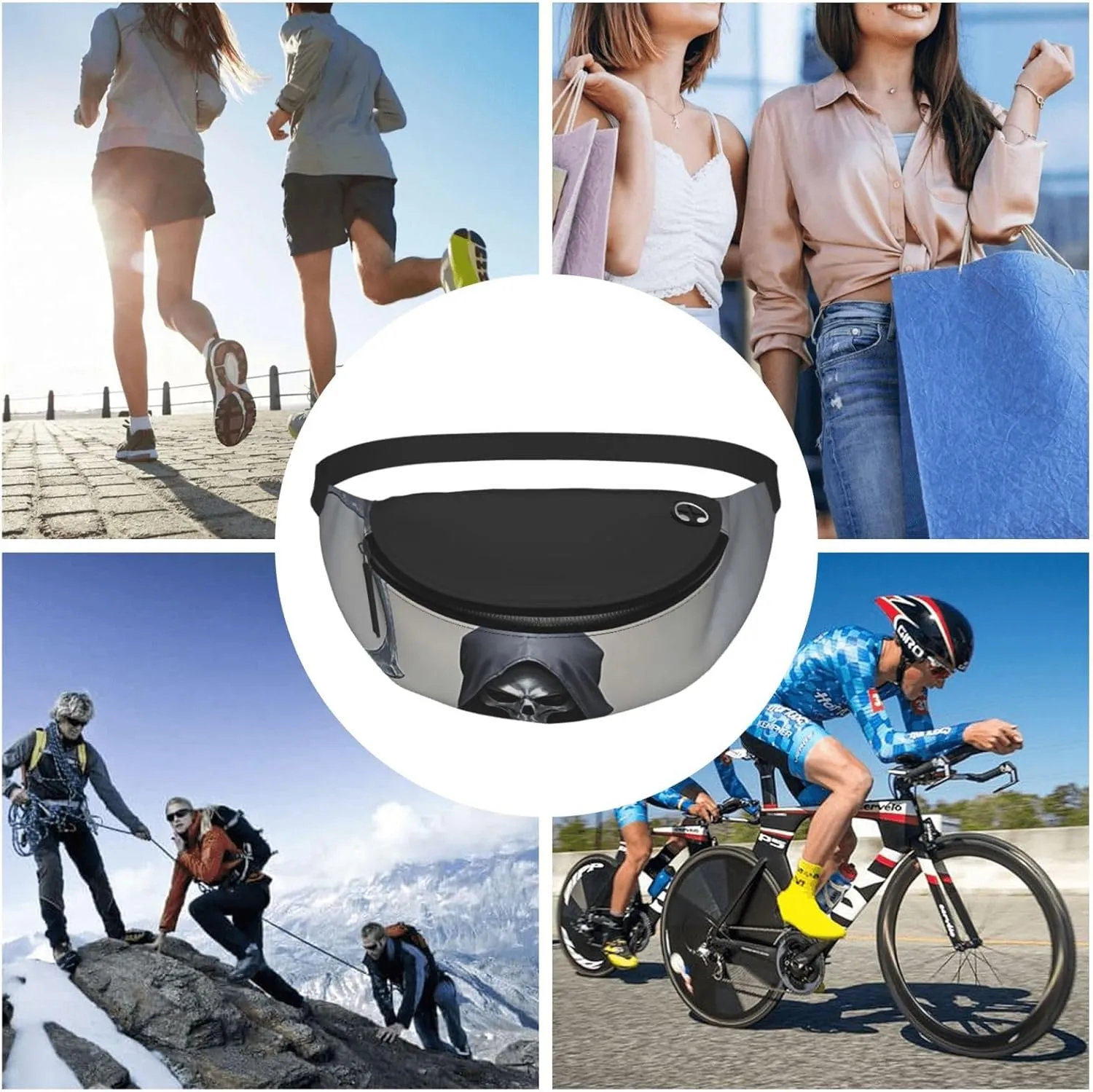 Grim-Reaper Fanny Pack for Women Men Waist Bag Waterproof Belt Bag with Adjustable Strap