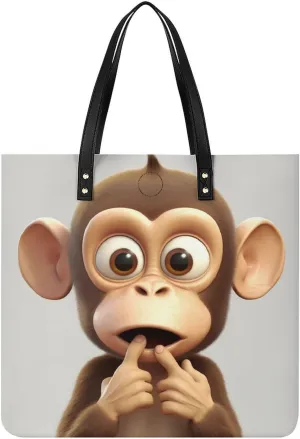 Grocery Bags The Silent Monkey Bag for Women Lightweight Beach Bag Shoulder Bags for Travel Shopping Work Handbag