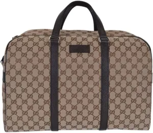 Gucci Duffle Travel Militare GG Beige Ebony Tmoro Bag Handbag Italy New