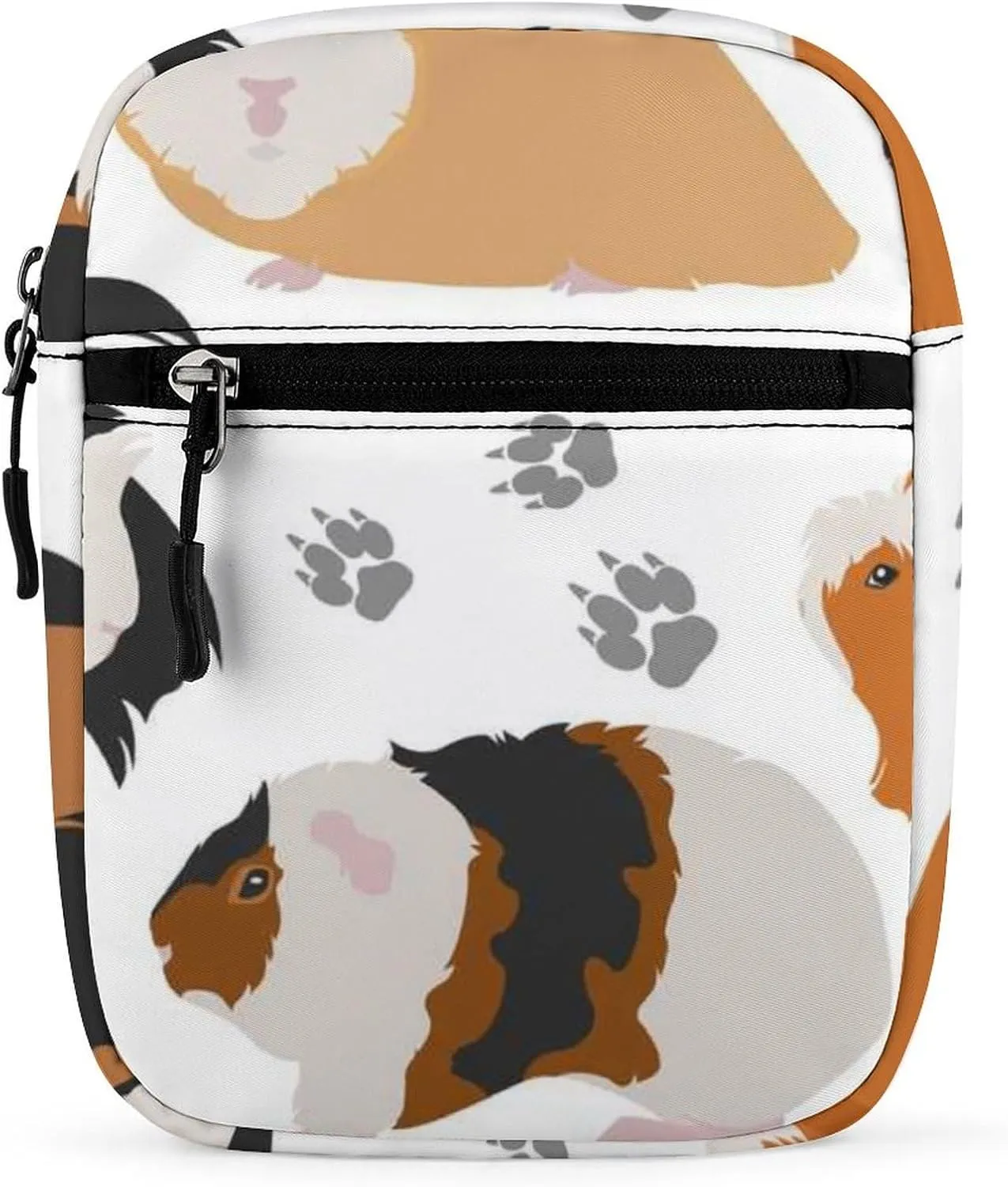 Guinea Pig Breeds Pet Rodents Isolated on White Adjustable Fanny Waist Pack Pouch, Waterproof Crossbody Runners Bag Wallet for Gym Hiking Fitness Women Men 6.1 x 2.2 x 7.9 inch