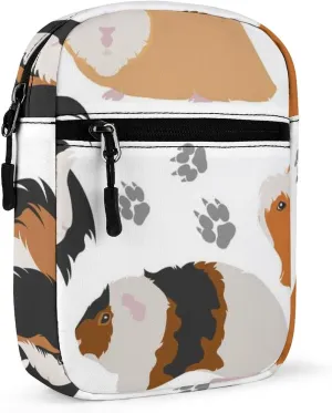 Guinea Pig Breeds Pet Rodents Isolated on White Adjustable Fanny Waist Pack Pouch, Waterproof Crossbody Runners Bag Wallet for Gym Hiking Fitness Women Men 6.1 x 2.2 x 7.9 inch