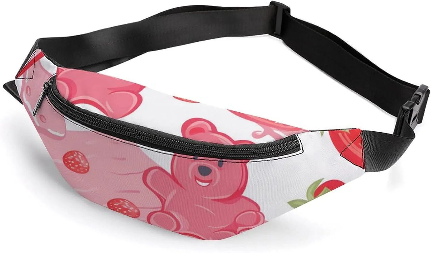 Gummy Bears And Strawberry Cake Crossbody Fanny Pack Waist Packs Adjustable Shoulder Bags Sling Bag for Hiking Running Cycling