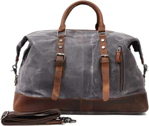 Gym Bags Canvas Travel Bags Men Travel Handbag Large Capacity Vintage Style Leather Travel Duffel Bag (Color : Black) (Blue)