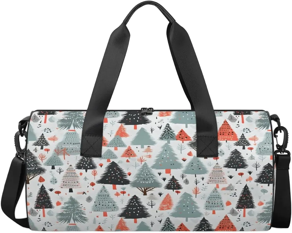 Gym Bags for Men Women Cute Trees Sports Duffel Bags Carry On Travel Duffle Bag with Detachable Adjustable Shoulder Strap Overnight Weekender Bag