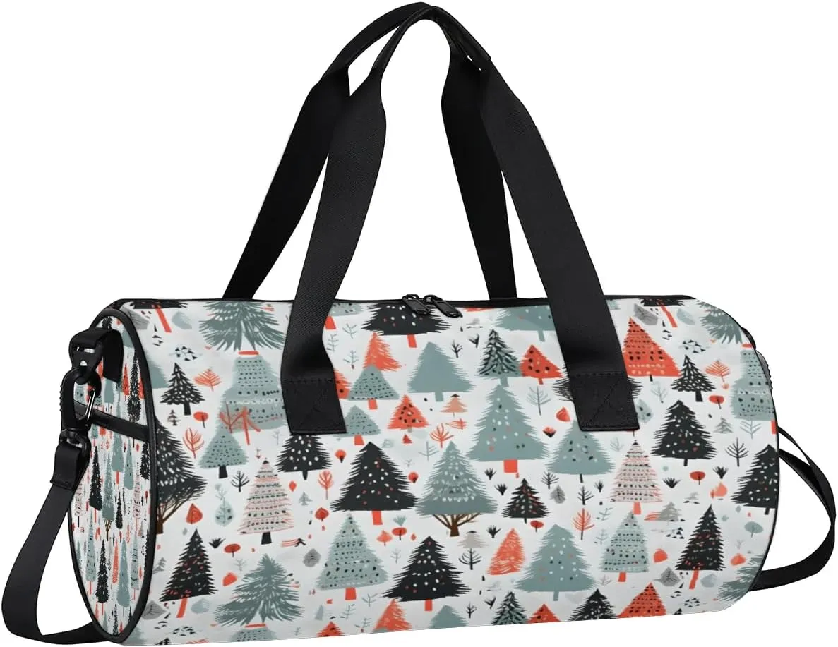 Gym Bags for Men Women Cute Trees Sports Duffel Bags Carry On Travel Duffle Bag with Detachable Adjustable Shoulder Strap Overnight Weekender Bag