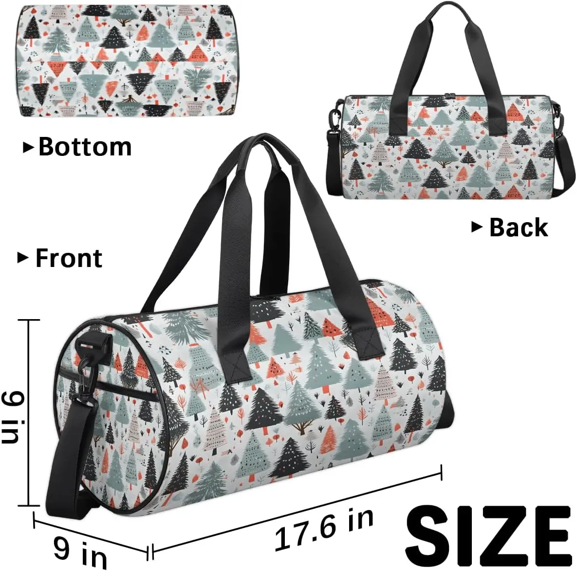 Gym Bags for Men Women Cute Trees Sports Duffel Bags Carry On Travel Duffle Bag with Detachable Adjustable Shoulder Strap Overnight Weekender Bag