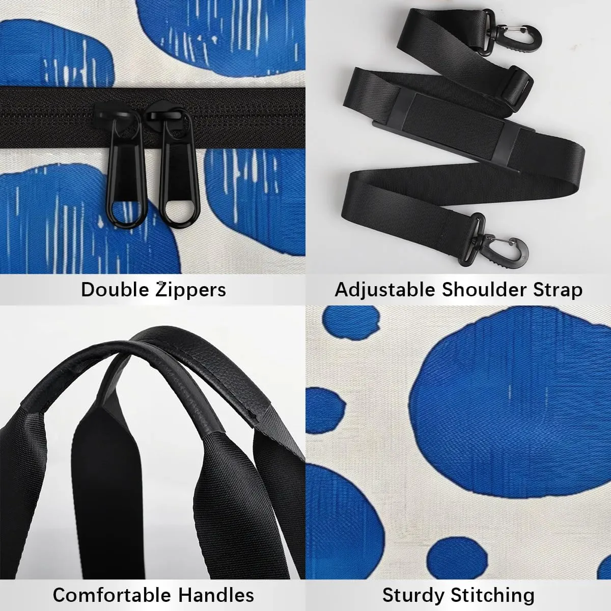 Gym Bags for Men Women Dot Printed Sports Duffel Bags Carry On Travel Duffle Bag with Detachable Adjustable Shoulder Strap Overnight Weekender Bag