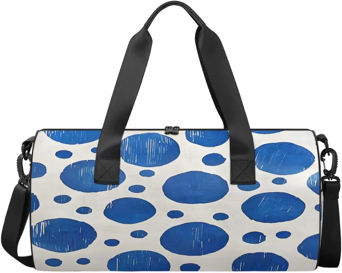 Gym Bags for Men Women Dot Printed Sports Duffel Bags Carry On Travel Duffle Bag with Detachable Adjustable Shoulder Strap Overnight Weekender Bag