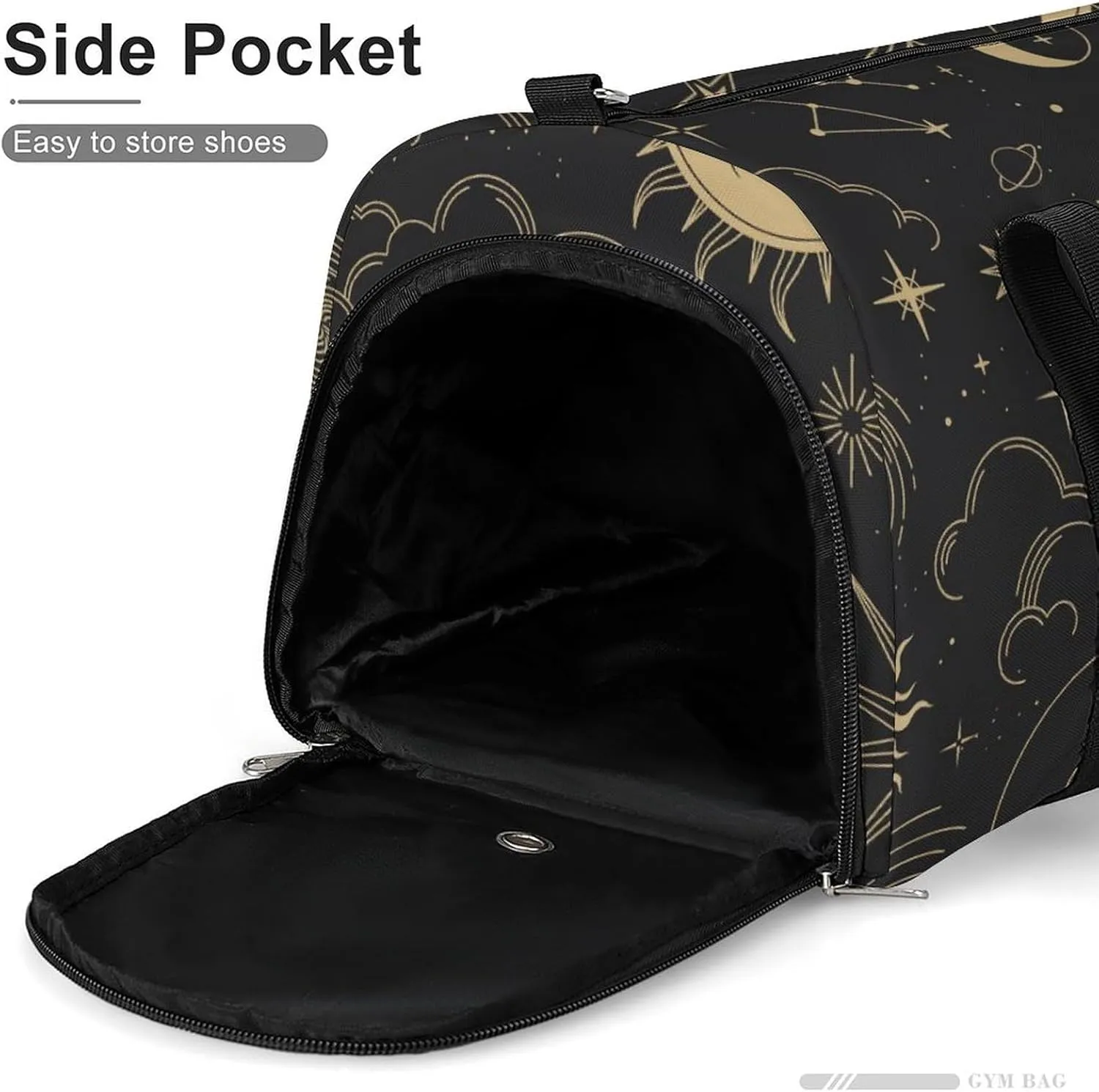 Gym Duffel Bag with Shoe Compartment Wet Pocket, Astrology-pattern Travel Bag for Men Women, style-1