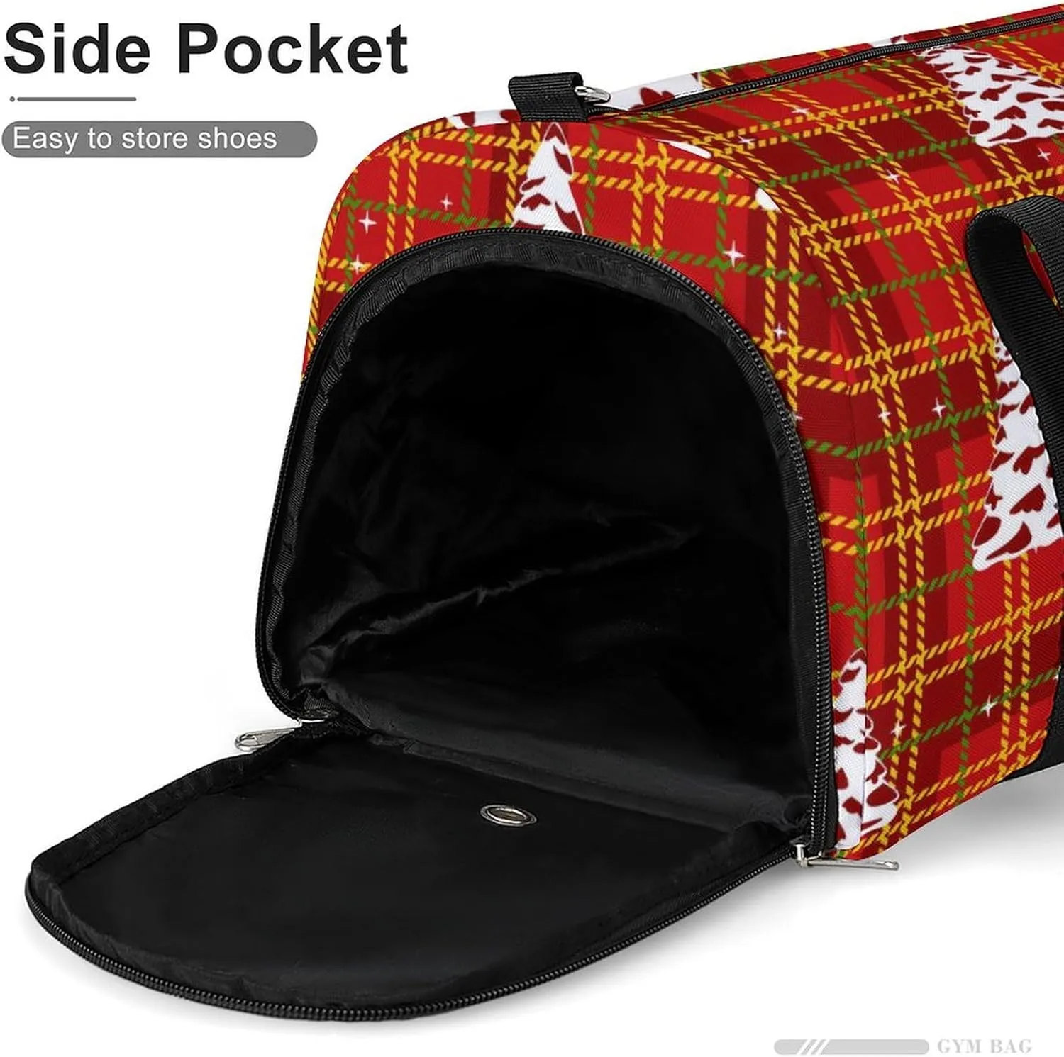 Gym Duffel Bag with Shoe Compartment Wet Pocket, Christmas Red Travel Bag for Men Women, style-1