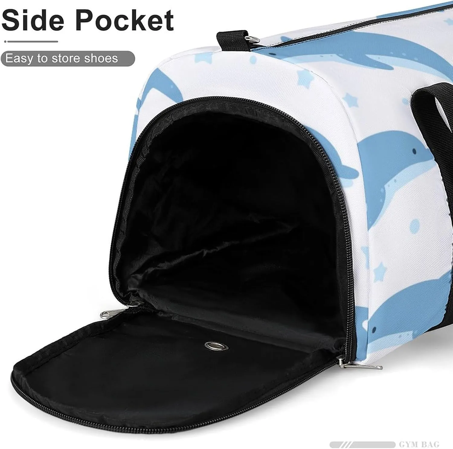 Gym Duffel Bag with Shoe Compartment Wet Pocket, Dolphins Cartoon Travel Bag for Men Women