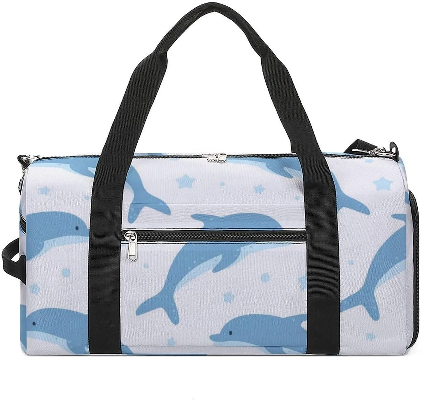 Gym Duffel Bag with Shoe Compartment Wet Pocket, Dolphins Cartoon Travel Bag for Men Women