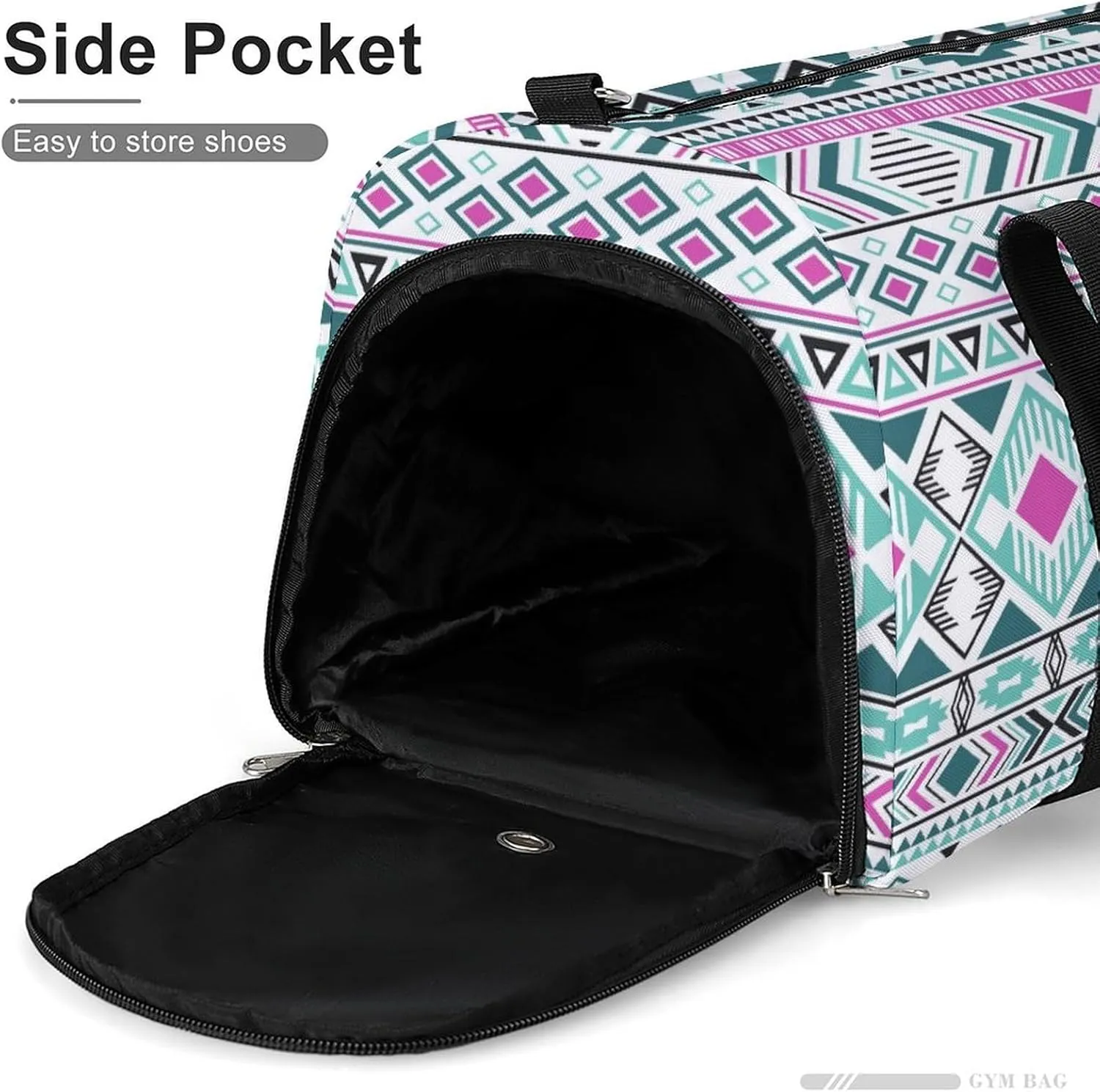 Gym Duffel Bag with Shoe Compartment Wet Pocket, Tribal Ethnic Motifs Geometric Travel Bag for Men Women, style-2