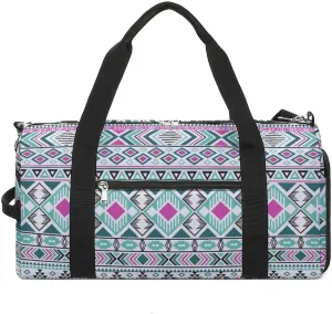Gym Duffel Bag with Shoe Compartment Wet Pocket, Tribal Ethnic Motifs Geometric Travel Bag for Men Women, style-2