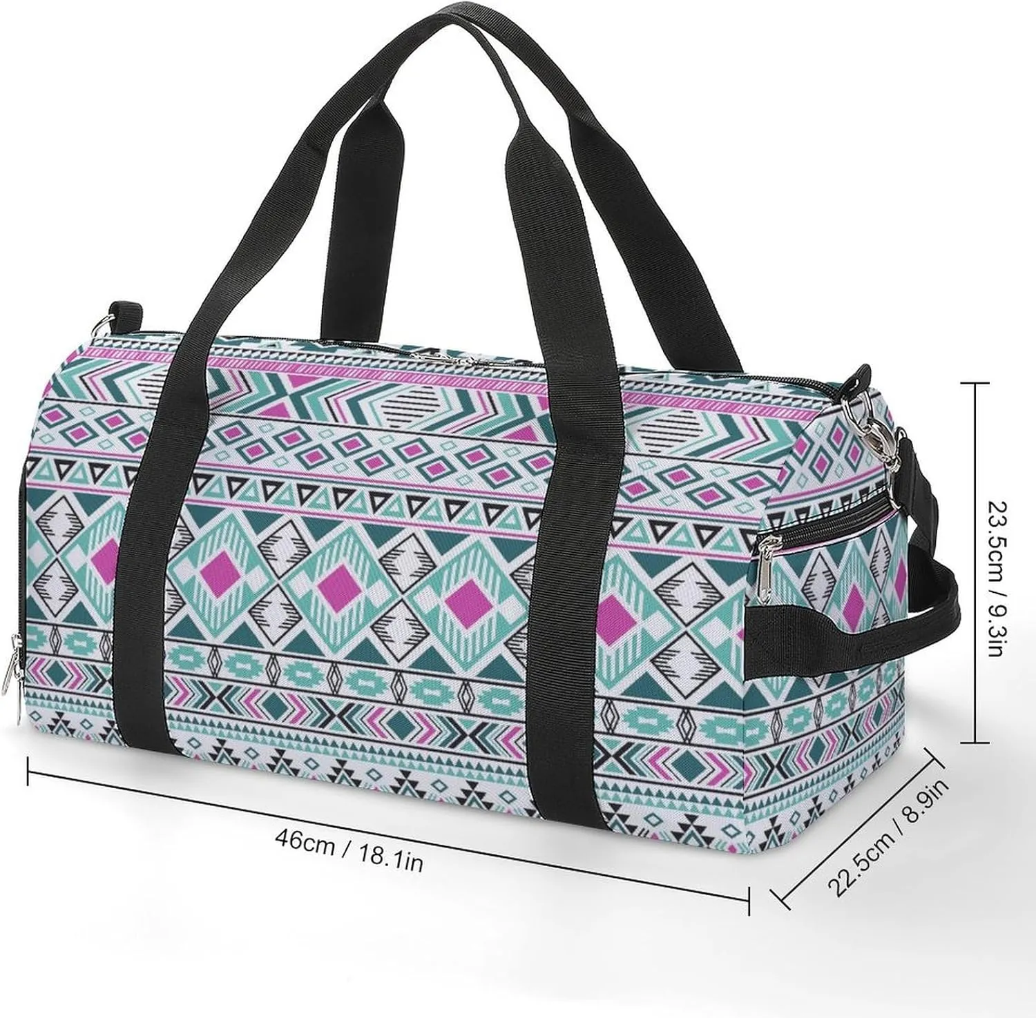 Gym Duffel Bag with Shoe Compartment Wet Pocket, Tribal Ethnic Motifs Geometric Travel Bag for Men Women, style-2