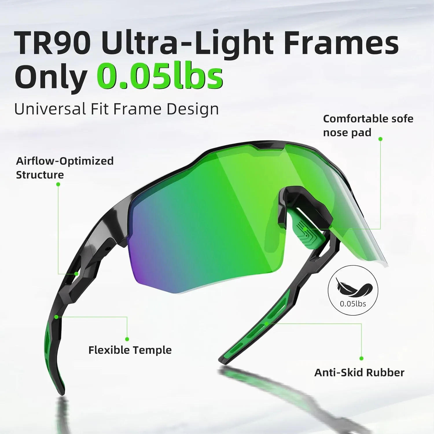 HAAYOT Polarized Sports Sunglasses for Men Women UV Protection Baseball Cycling Running Driving Fishing Glasses