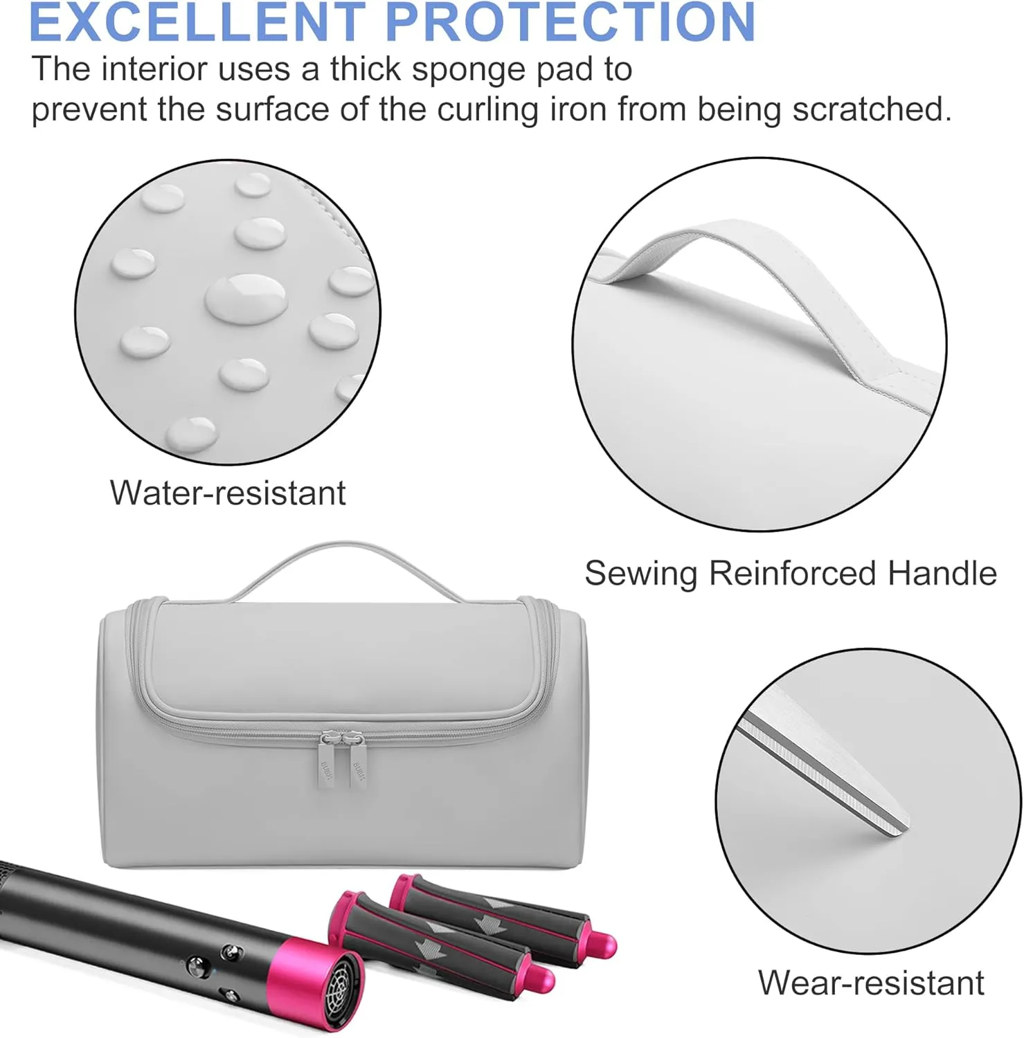 Hair Dryer Travel Case, Portable Hairdryer Storage Bag with Hanging Hook, Waterproof Hair Dryers Organizer Bags