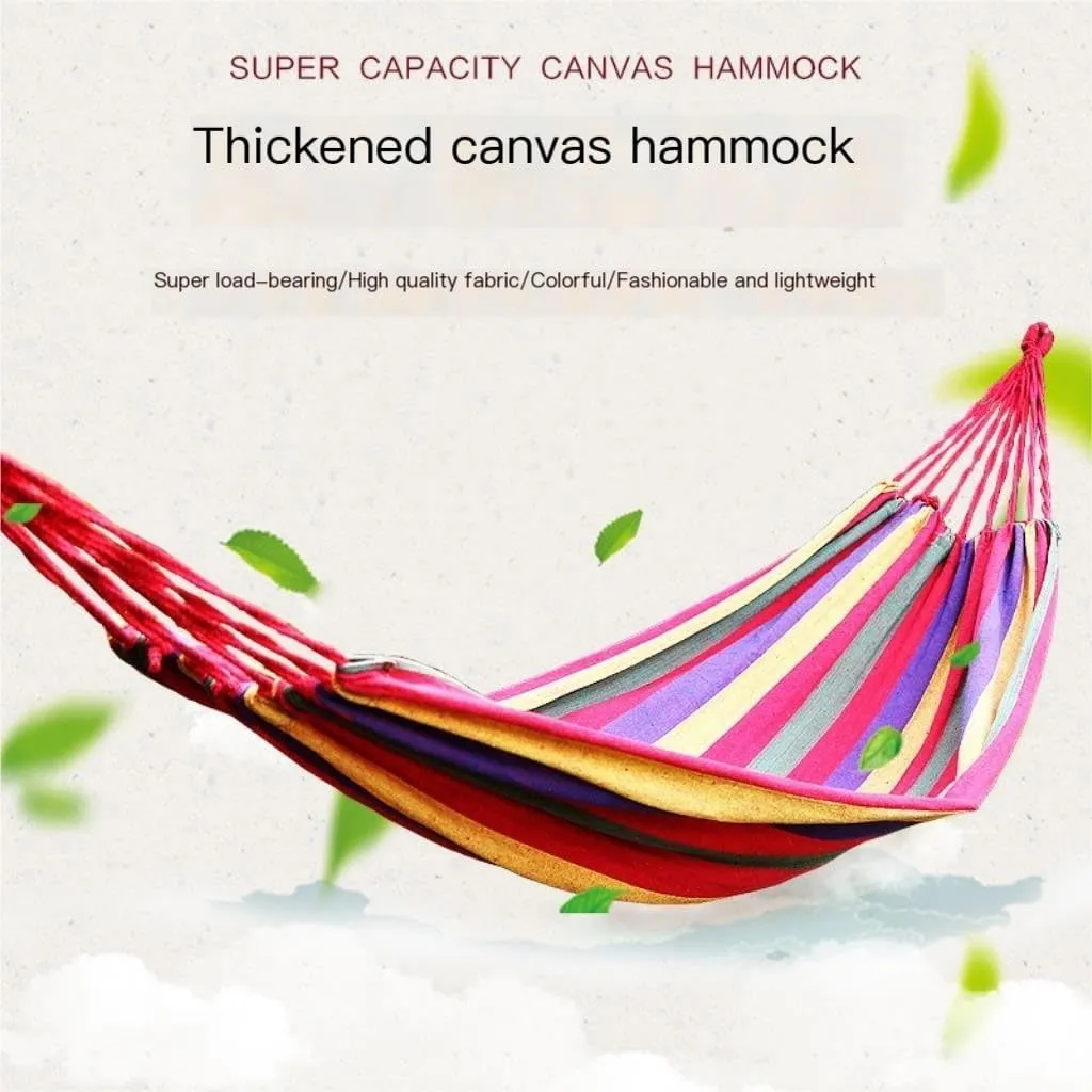 Hammock Double Lazy Outdoor Rainbow Canvas Hammock Single Double Swing Anti-Rollover Hammock Outdoor Camping Hammock Hammock Outdoor(Red)