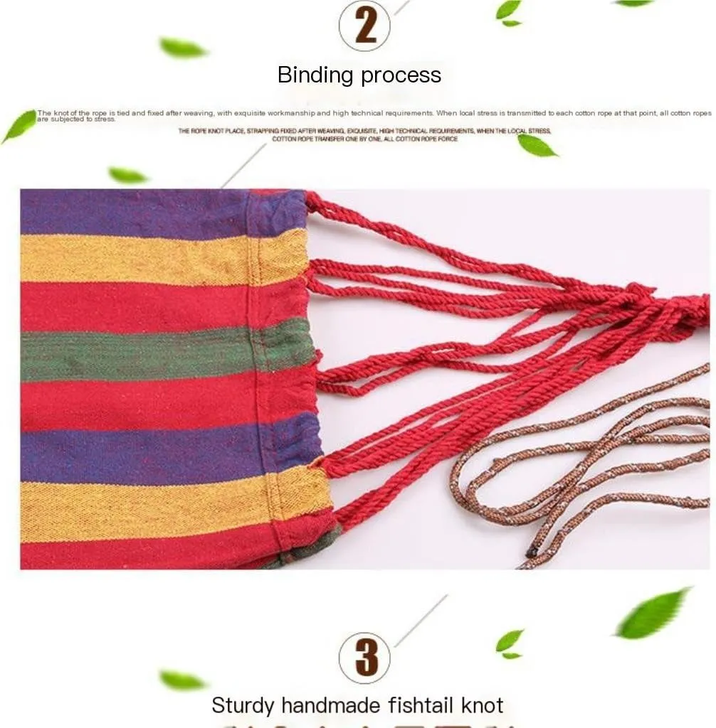 Hammock Double Lazy Outdoor Rainbow Canvas Hammock Single Double Swing Anti-Rollover Hammock Outdoor Camping Hammock Hammock Outdoor(Red)
