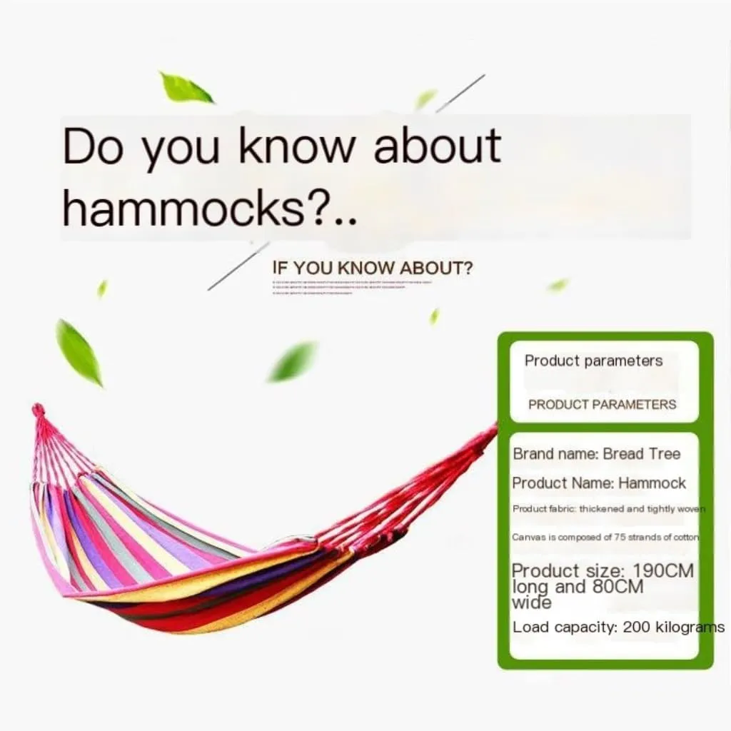 Hammock Double Lazy Outdoor Rainbow Canvas Hammock Single Double Swing Anti-Rollover Hammock Outdoor Camping Hammock Hammock Outdoor(Red)