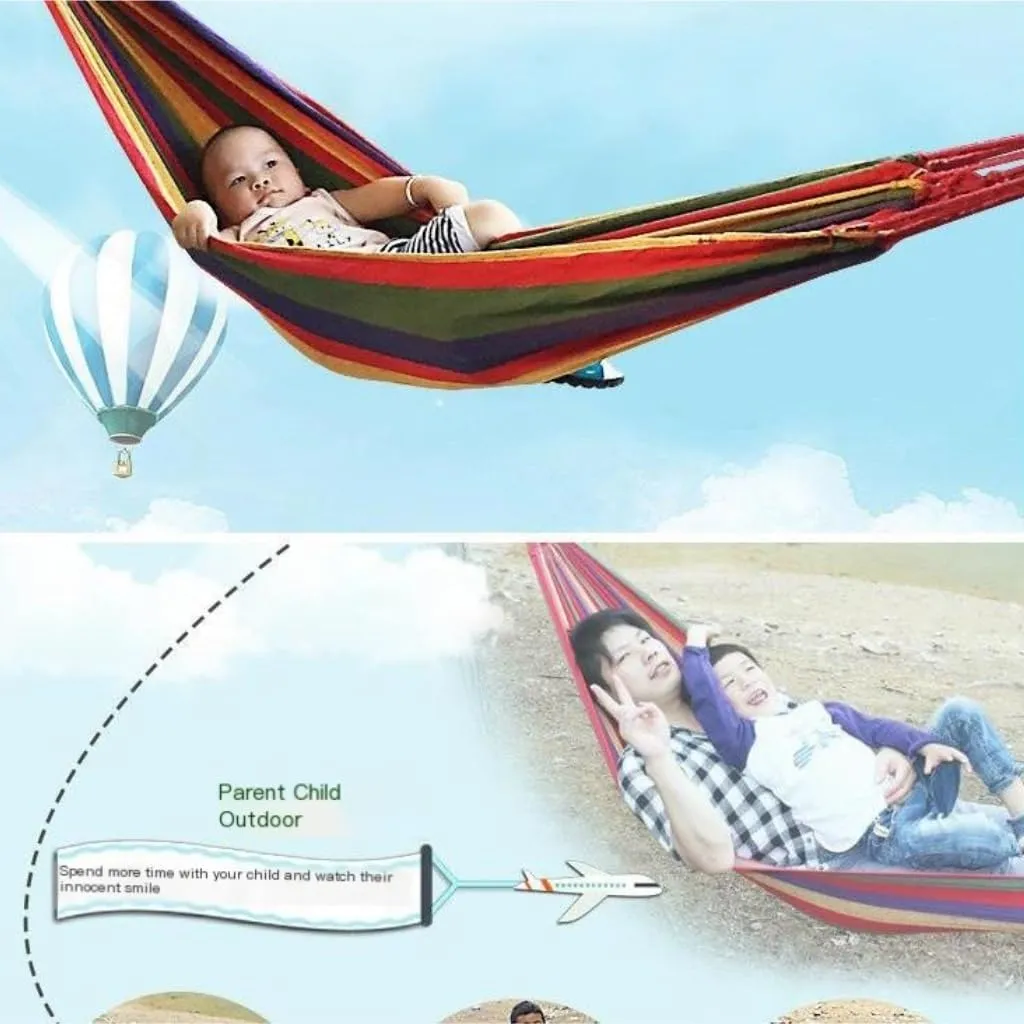 Hammock Double Lazy Outdoor Rainbow Canvas Hammock Single Double Swing Anti-Rollover Hammock Outdoor Camping Hammock Hammock Outdoor(Red)