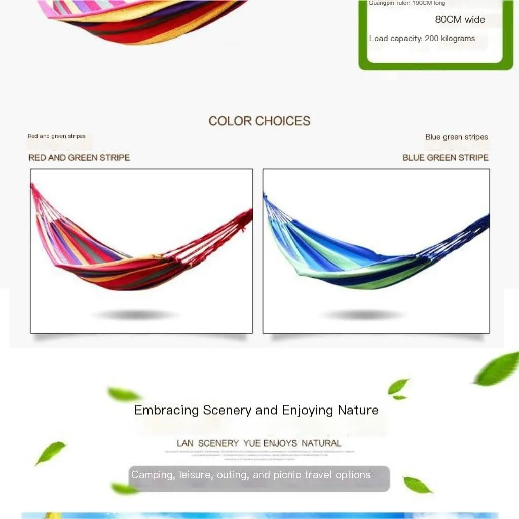 Hammock Double Lazy Outdoor Rainbow Canvas Hammock Single Double Swing Anti-Rollover Hammock Outdoor Camping Hammock Hammock Outdoor(Red)