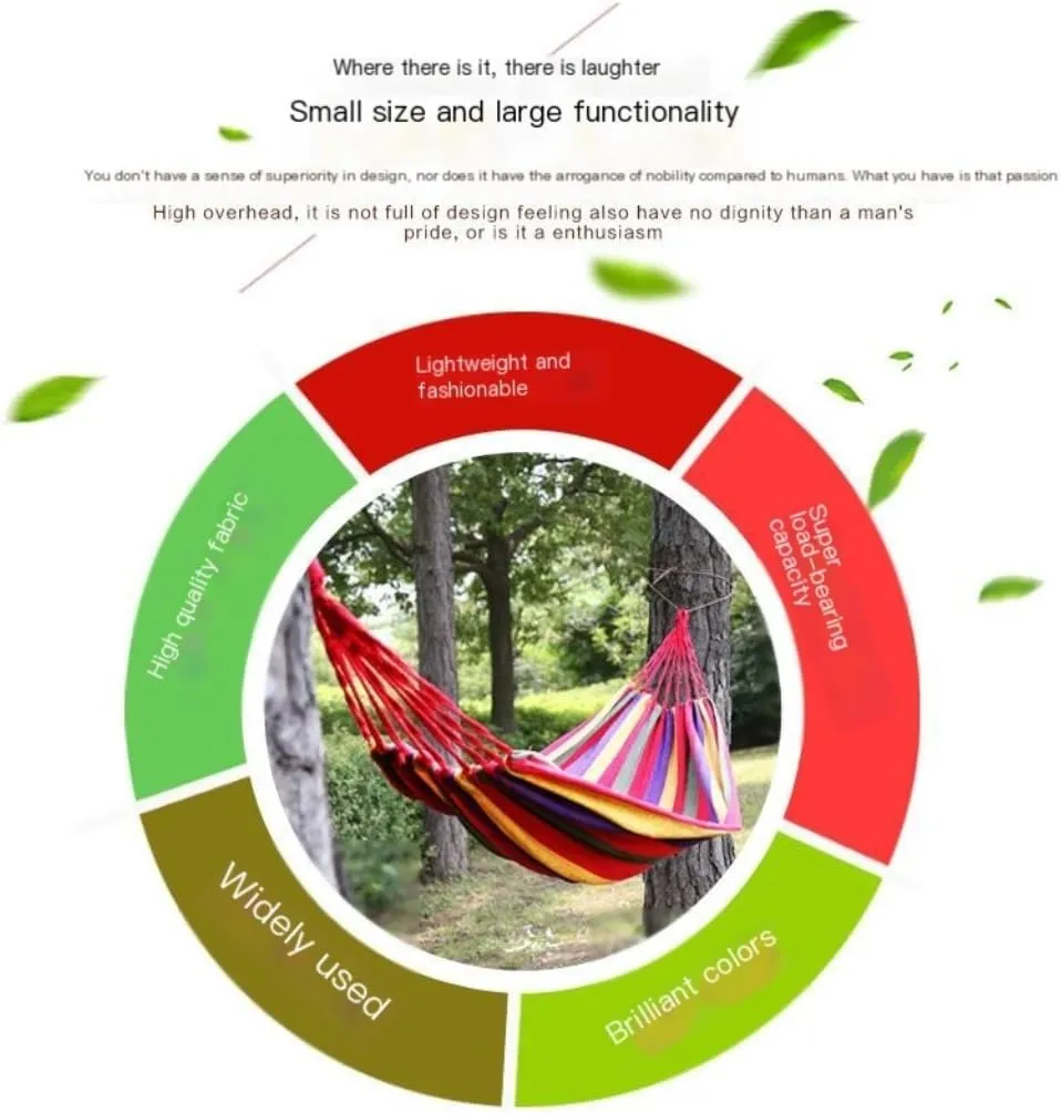 Hammock Double Lazy Outdoor Rainbow Canvas Hammock Single Double Swing Anti-Rollover Hammock Outdoor Camping Hammock Hammock Outdoor(Red)