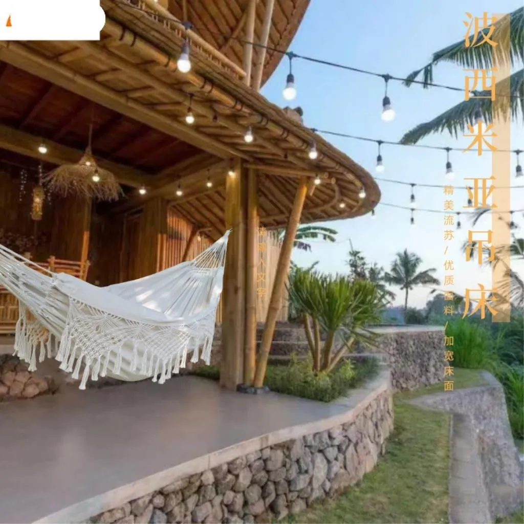 Hammocks Outdoor Anti-Rollover Double Hammock Outdoor Camping Tassel Canvas Hammock Beach Photography Bohemian Swing Camping Hammocks