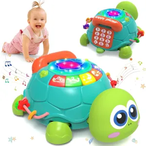 Hanayo Baby Toys 6 to 12 Months，Musical Turtle Crawling Girl Toys for 12-18 Months,Infant Early Learning Educational Toy,Girl & Boy Gift Essentials for Newborn 7 8 9 11  Months 1-2 Year Old(Green)