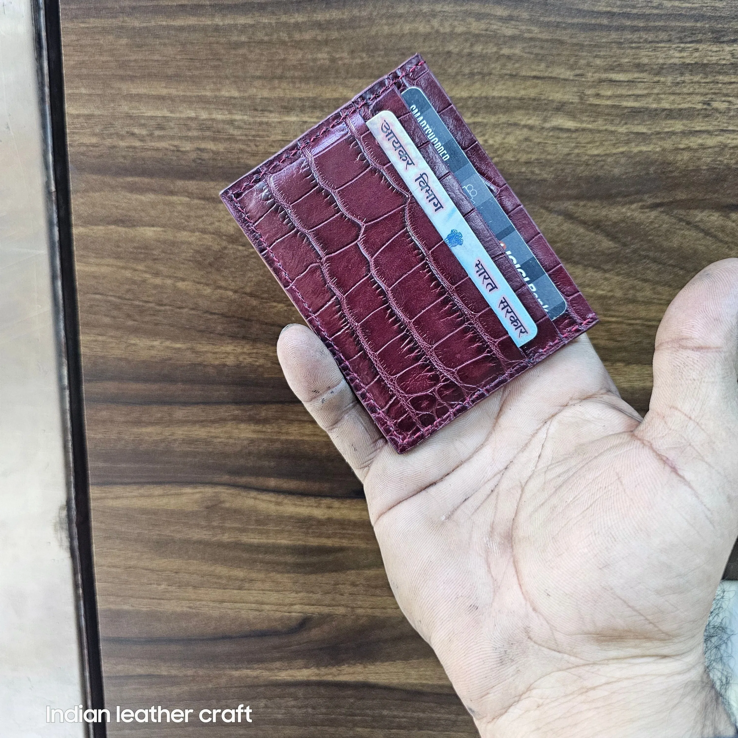 Handmade leather card holder