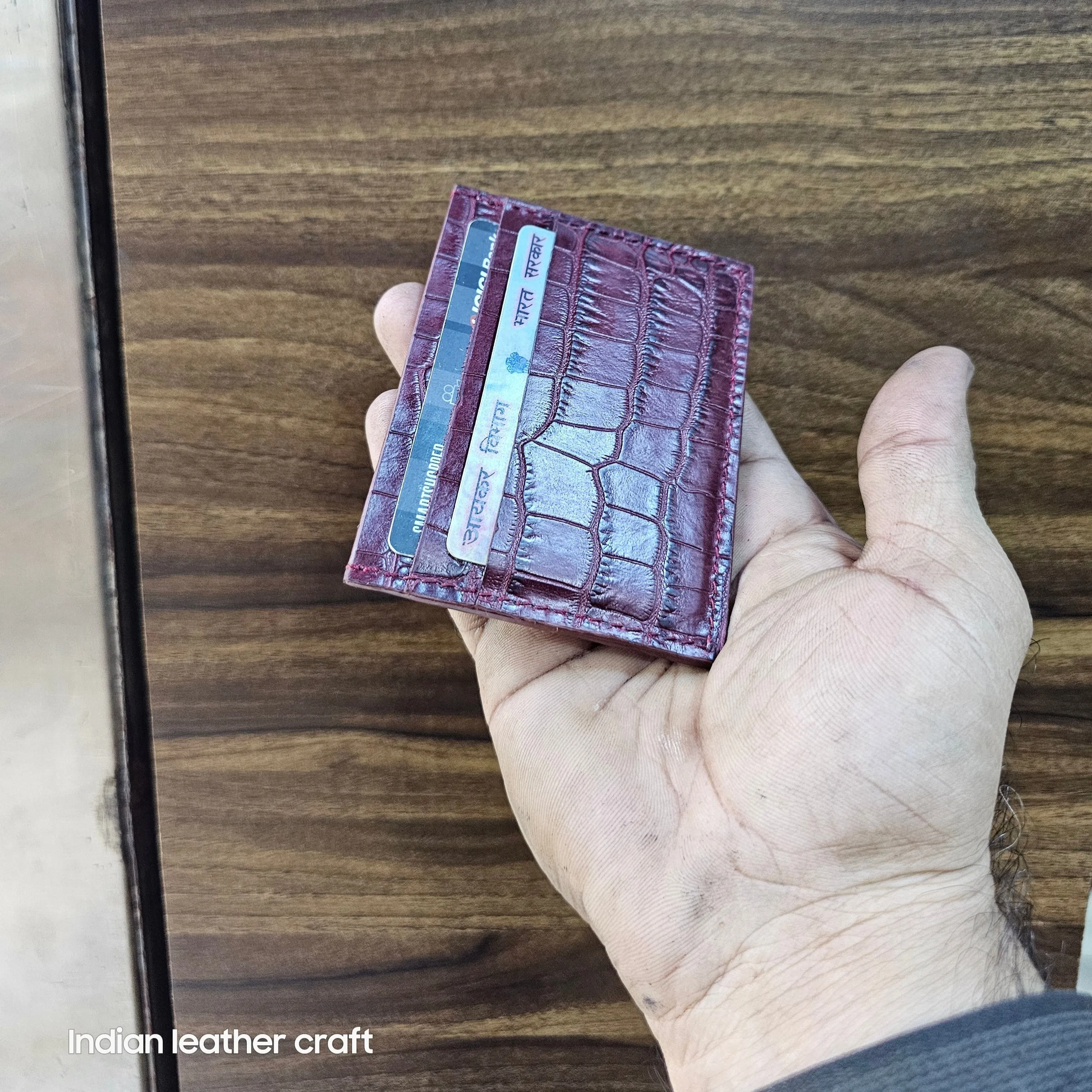 Handmade leather card holder