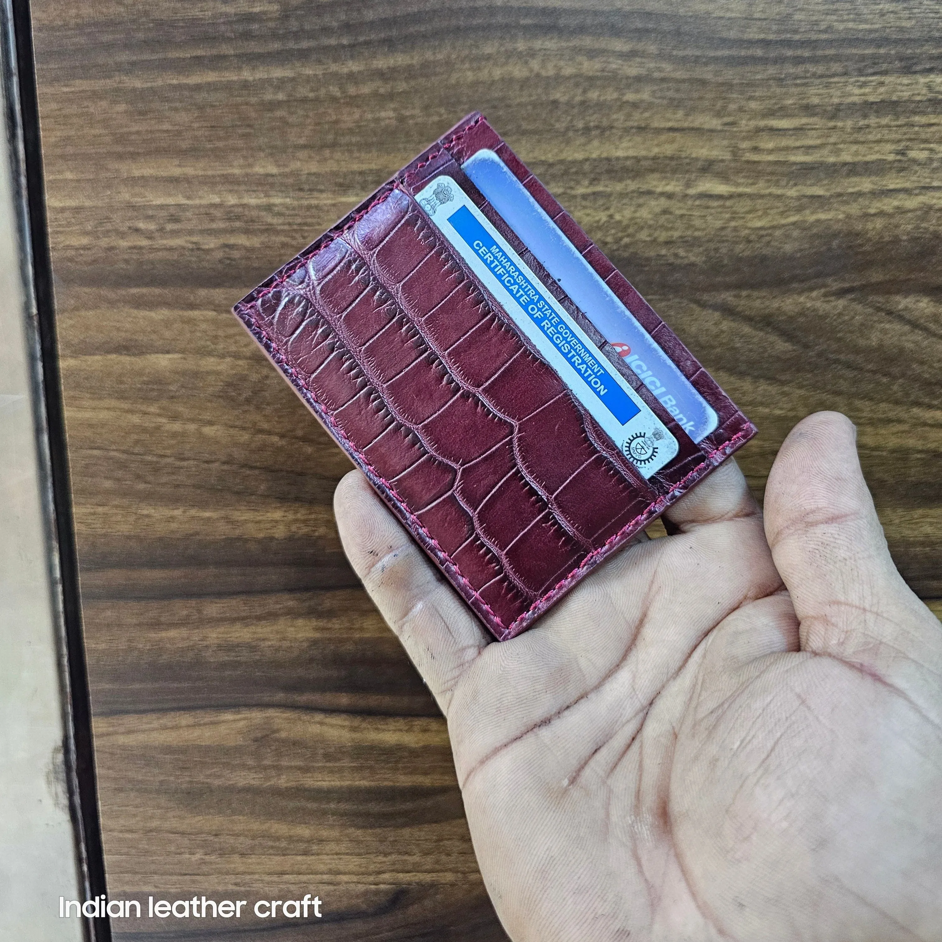 Handmade leather card holder