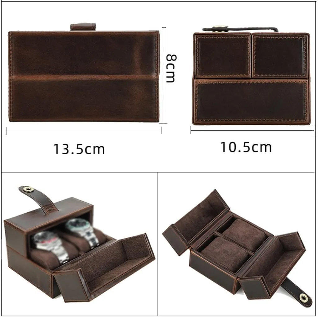 Handmade Portable Mechanical Watch Case with Leather, Anti Drop Travel Watch Storage Box