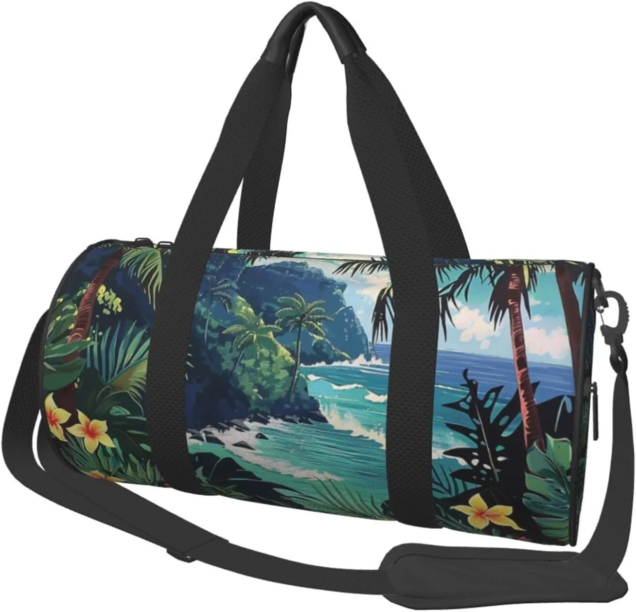 Hawaiian Printed Sports Gym Bag for Men Women Foldable Duffel Bag Carry On Weekender Bag for Travel Sports
