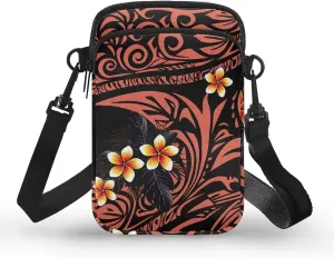 Hawaiian Tribal Small Crossbody Bags for Women Cell Phone Bag Purse, Sea Turtle Zipper Sling Purses Shoulder Bag