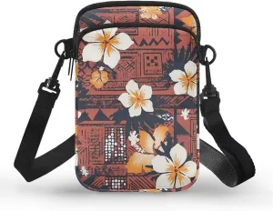 Hawaiian Tribal Small Crossbody Bags for Women Cell Phone Bag Purse, Sea Turtle Zipper Sling Purses Shoulder Bag