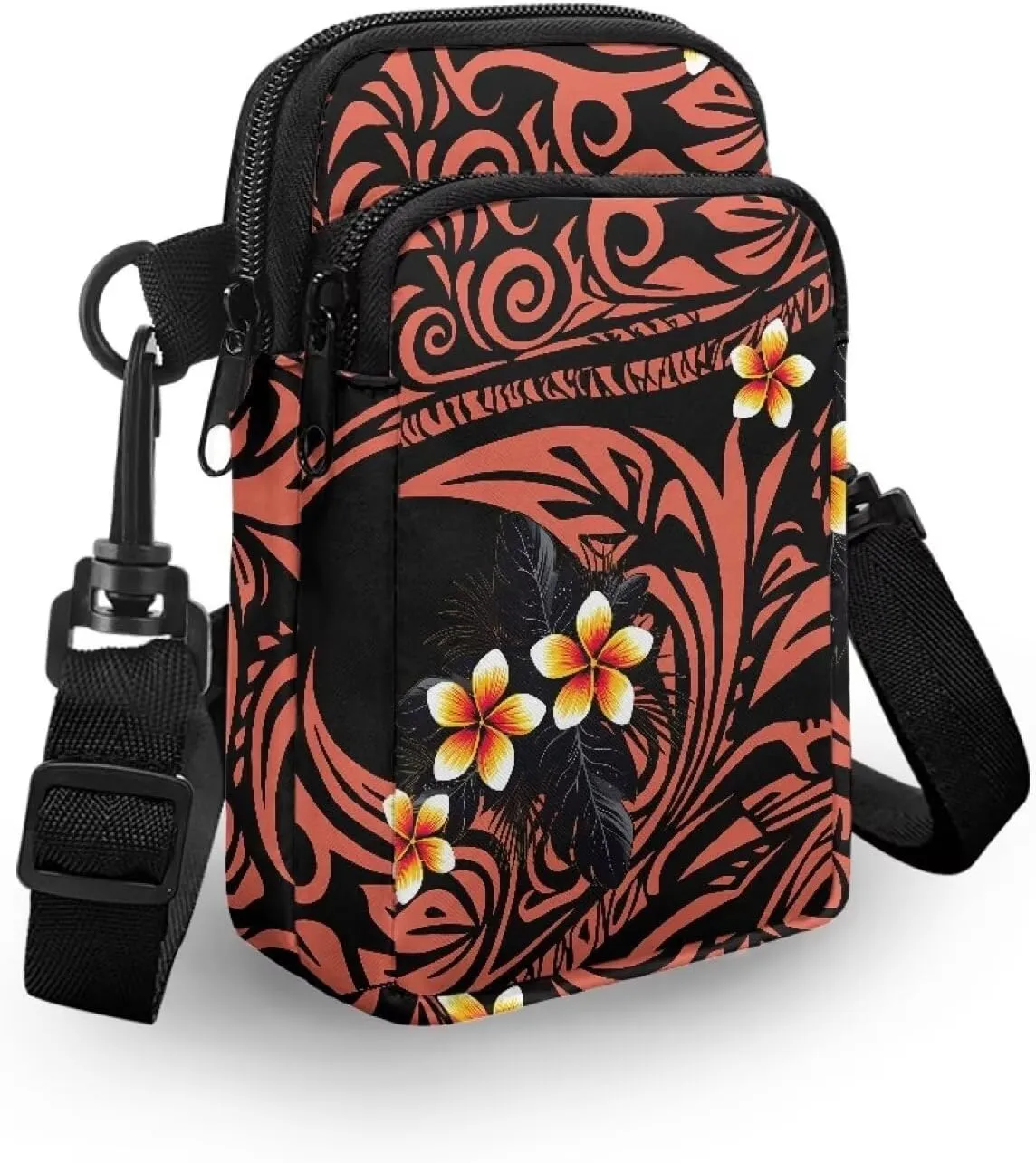 Hawaiian Tribal Small Crossbody Bags for Women Cell Phone Bag Purse, Sea Turtle Zipper Sling Purses Shoulder Bag